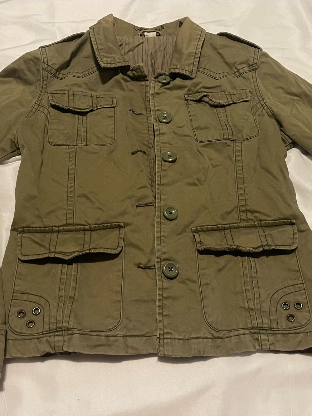 Aeropostale Olive Utility Button-Front Jacket